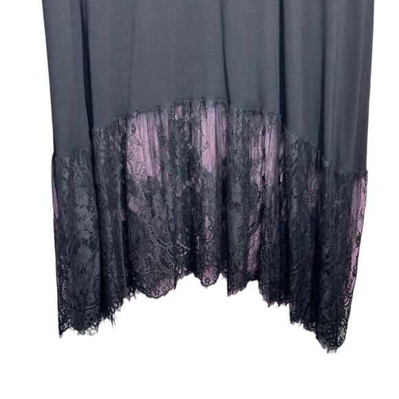 Bloomchic Black Flowey Lace Bottom Spaghetti Strap Black Dress Goth Vibe Size 14 - Picture 3 of 11